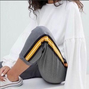 Bershka Yellow Side Stripe Plain Trouser